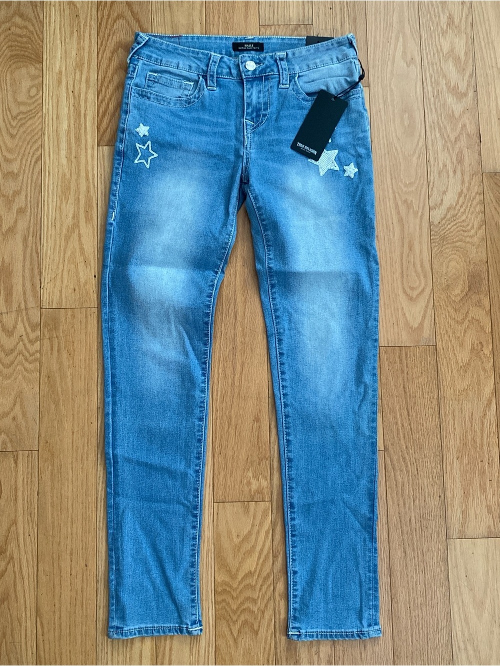 True Religion Light Blue Star-Accent Skinny Jeans